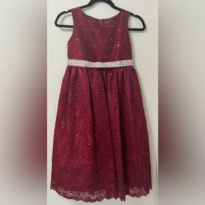 Elegant Burgundy Kids Dress with Sequin Details